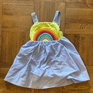 Lola and the Boys Girls Rainbow Sundress - Yellow Bodice, Blue Skirt size 4